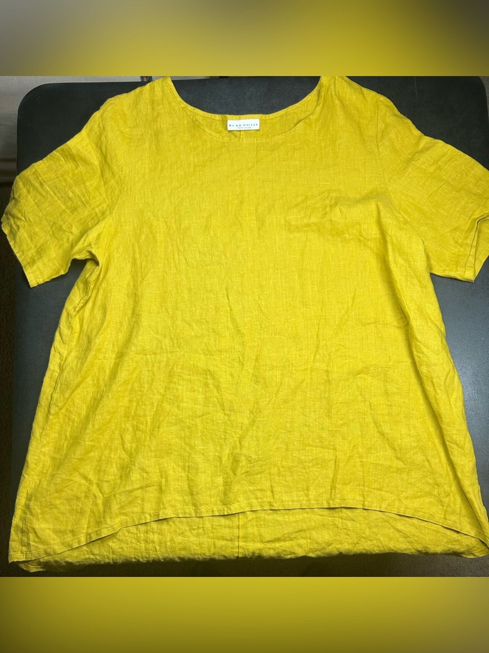 Bryn Walker Size XL Yellow 100% Linen Lagenlook Tunic Blouse